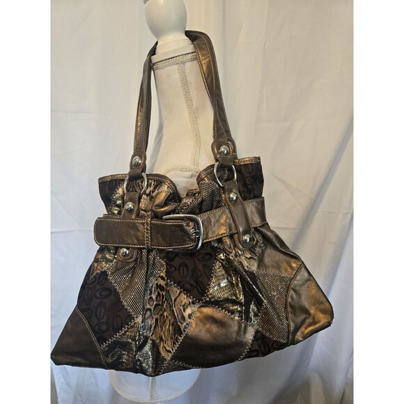 Y2k Mcbling Chateau Brown Patchwork Leopard Purse - Picture 1 of 9